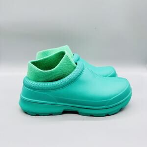 UGG Shoes Women 7 Green Rubber Tasman Shearling Lined Clog Slip On Cozy Slippers